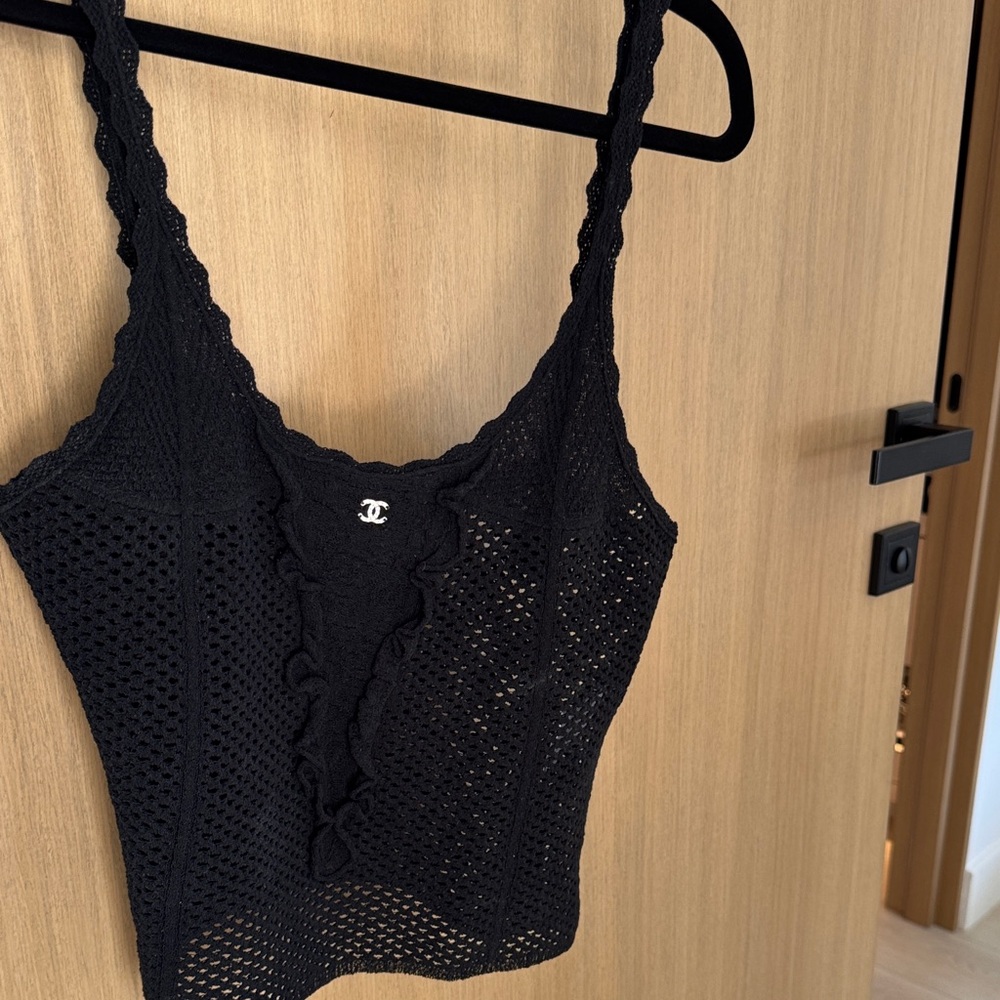 CHANEL Black Crochet Top